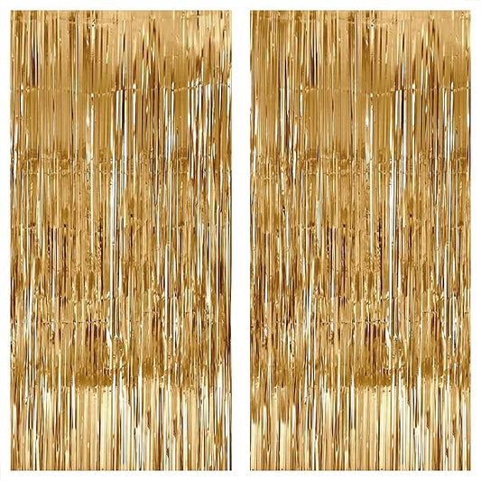 Katchon, Champagne Gold Backdrop Curtain - Pack of 2 | Gold Streamers for Ramadan Decorations for Home, Bridal Shower, Bachelorette Party Decor | Shimmer Curtains for Eid Mubarak Decorations
