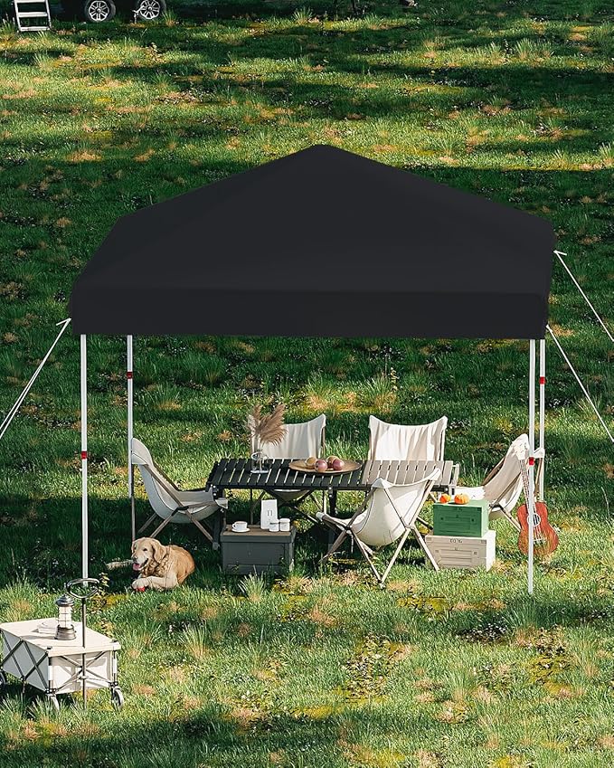 Garvee 10x10 Pop Up Canopy Tent, Instant Portable Commercial Canopy Tent,Easy Outdoor Sun Shade for Events, Parties, Camping, Black