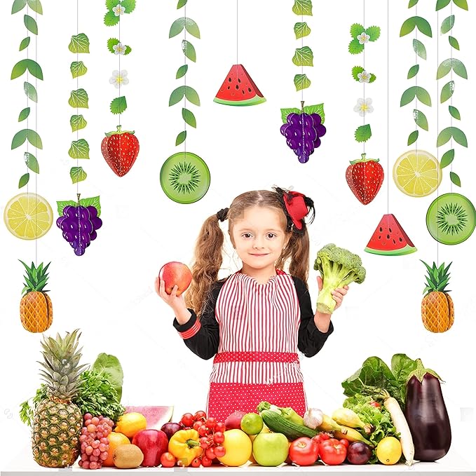 Cheerland Fruit Decor Hanging Fruit Themed Party Decorations Tropical Banner Garland for Luau Party Decoration Hawaiian Theme Birthday Decoration Twotti Fruity Baby Shower Decoration Pack of 12