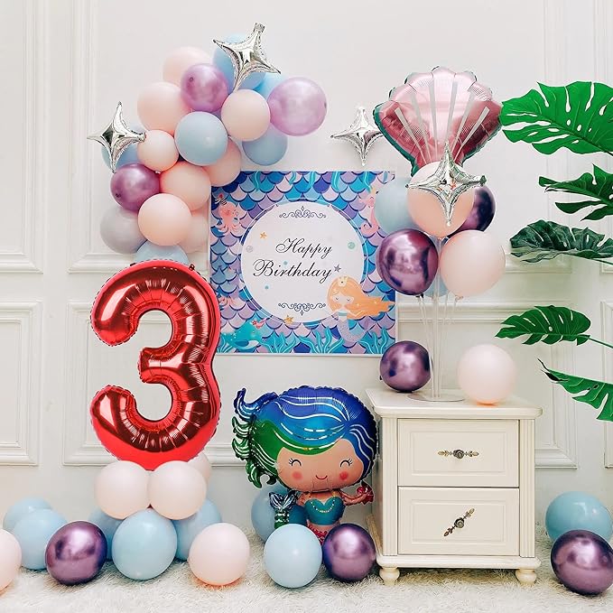 40 inch Number Balloon 0-9 Red Large Number 3 Balloons,Digital Balloons for Birthday Party Celebration Decorations Supplies, Helium Foil Number Balloons for Wedding Anniversary