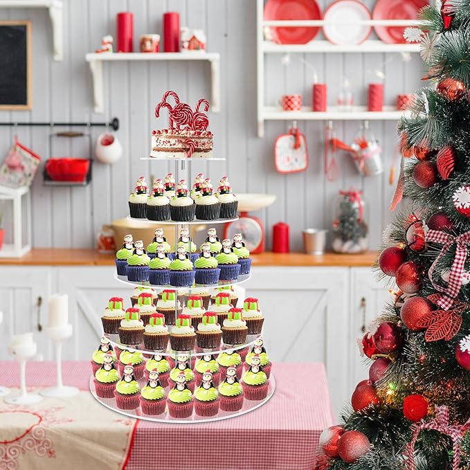 Cupcake Stand, 5 Tier Large Cupcake Stand for 50 Cupcakes, Round Tiered Cupcake Holder, Clear Acrylic Cup Cake Tower Stand, Dessert Table Display Set for Party, Wedding, Birthday, Party, Halloween