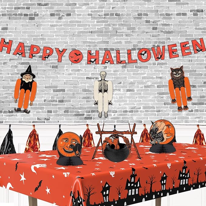 Beistle Haunted House Tablecovers, 54” x 108”, 3 Pieces – Plastic Table Cloth, Rectangular Tablecloth, Halloween Tablecloth, Holiday Tablecloth, Halloween Plastic Tablecloth, Halloween Decorations