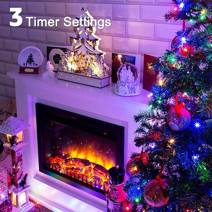 98FT 300 LED Christmas Lights Outdoor, Multicolored Christmas Tree Lights Plug in, 8 Modes Twinkle String Light for Bedroom Wedding Party Ceiling Xmas Home Decorations