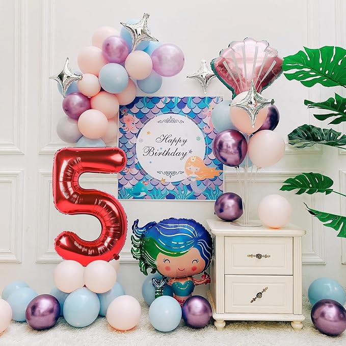 40 inch Number Balloon 0-9 Red Large Number 5 Balloons,Digital Balloons for Birthday Party Celebration Decorations Supplies, Helium Foil Number Balloons for Wedding Anniversary