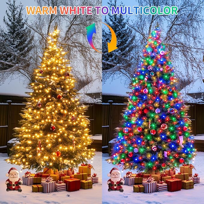 JMEXSUSS 500 LED Color Changing Christmas Lights, 173ft Warm White & Multicolor String Lights with Remote Outdoor Waterproof Christmas Tree Lights Plug in for Party Christmas Indoor Decor