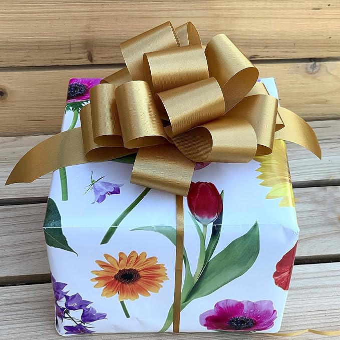 Gold Christmas Pull Bows - 5" Wide, Set of 10, Fall, Thanksgiving, Gifts, Wedding Decor, Reception, Wreath, Anniversary, Gift Basket, Presents, Birthday, Fundraiser