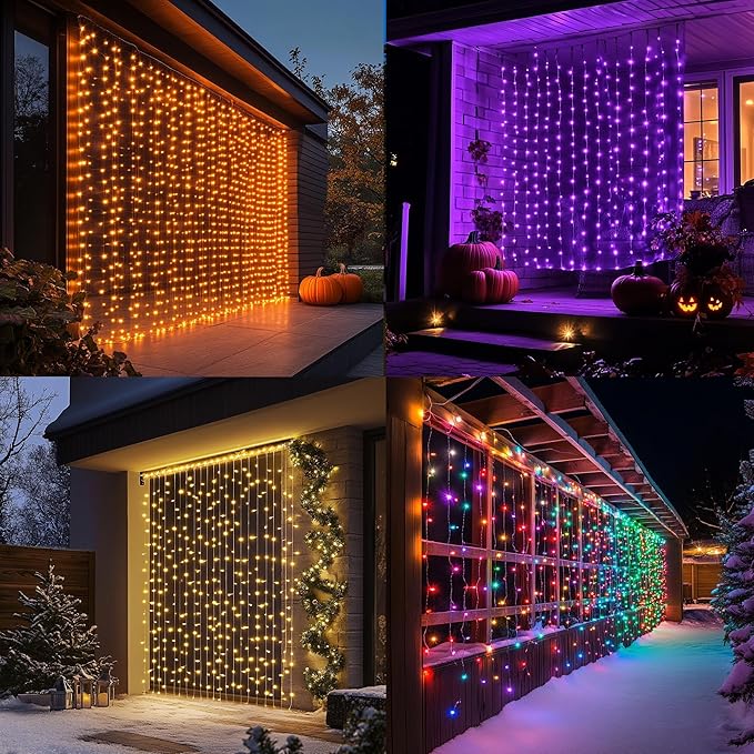 Dazzle Bright 300 LED Curtain String Lights, RGB Color Changing Christmas Fairy Lights for Bedroom with Remote & APP Control, Waterproof Smart Window Lights Party Wedding Garden Wall Decor