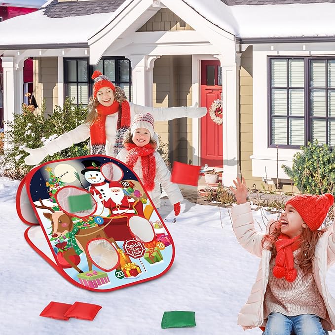 Christmas Bean Bag Toss Games for Kids Adults, Christmas Party Games for Families Outdoor Indoor Holiday Dart Board for Kids Carnival Games Toys Christ mas Party Favors Gifts for Boys Girls Yard Games