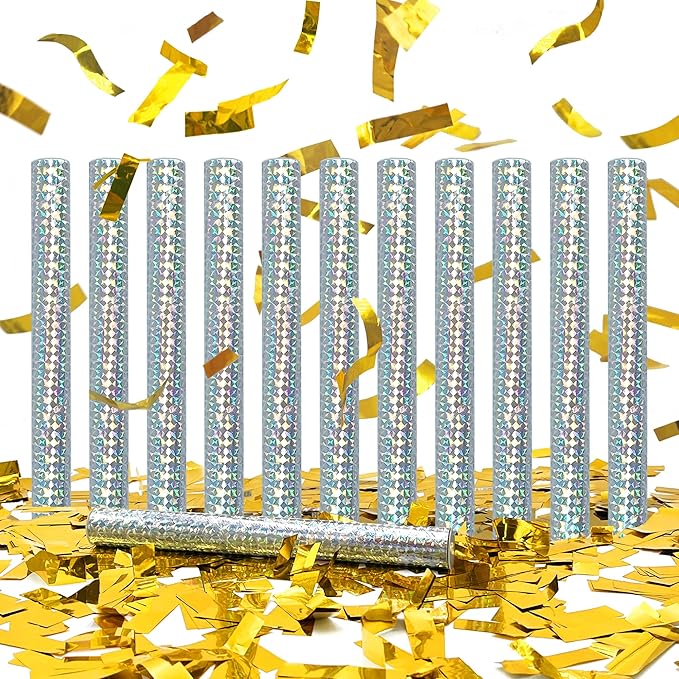 12 Pack Gold Confetti Wands Handheld Confetti Flick Flutter Sticks for Wedding Birthday Graduation Baby Shower Anniversary Christmas New Year's Party Celebrations Supplies