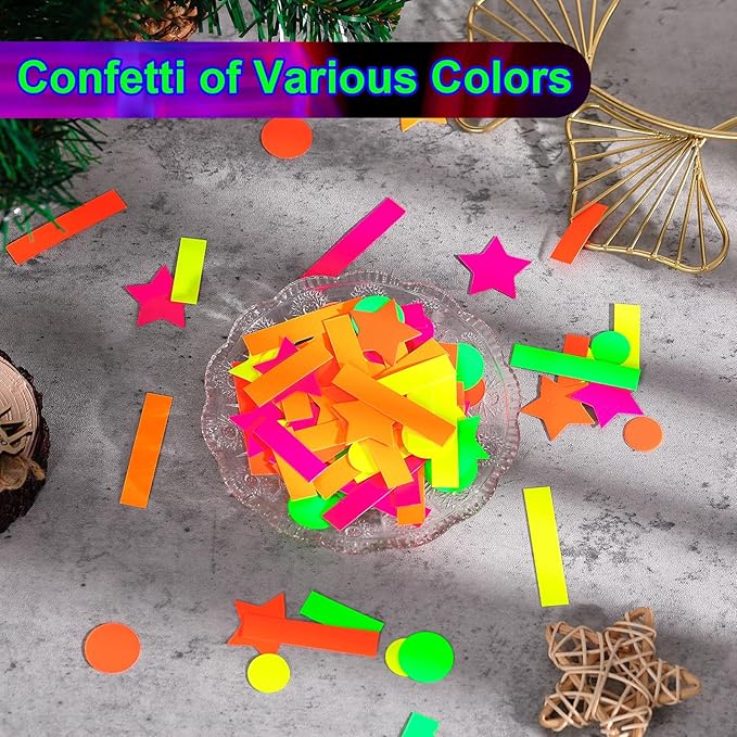 Deekin 10000 Pieces Neon Confetti 5 Colors Confetti Party Table Decor Fluorescent Neon Party Supplies Glow in The Dark Paper Tissue Paper for Birthday, Wedding Supplies (Mixed Style)