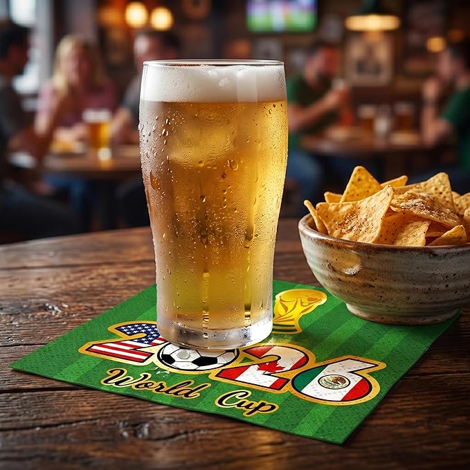 80 Pcs 2026 World Cup Napkins, 6.5" Soccer Party Napkins for Sports Theme Birthday Decorations, Disposable Paper Cocktail Napkins for Watch Parties