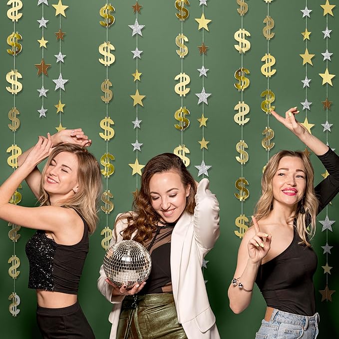 Cheerland Dollar Party Decorations Money Garland Currency $ Sign Hanging Streamer for Birthday Retirement Finance Office Vegas Theme Casino Night Gambling Success Tax Decor Graduation Party Supplies