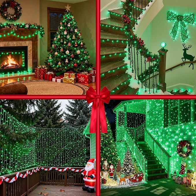 750 LED 240FT Christmas String Lights Outdoor with 12 Modes Timer & Dimmable, Green Wire St Patricks Day Decorations Lights, Waterproof Plug in Fairy Lights for Party Home Patio Wedding Xmas, Green