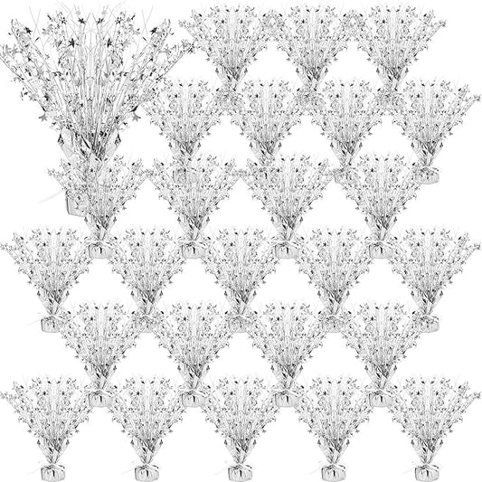Crowye 26 Pcs Metallic Foil Spray Centerpiece Party Star Decoration Table Decor for Birthday Wedding Graduation Bachelorette Spring Party Holiday(Silver)