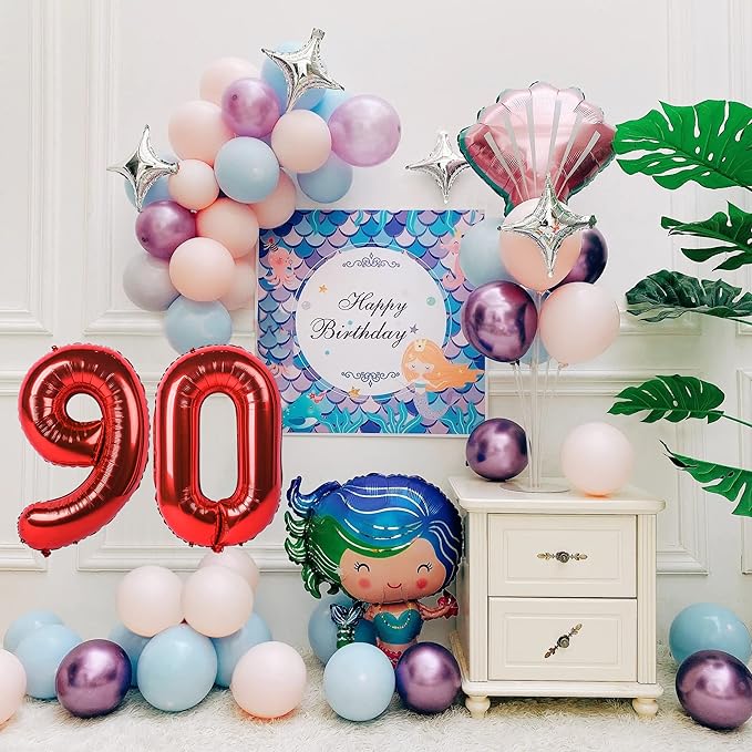 40 inch Number Balloon 0-9 Red Large Number 90 Balloons,Digital Balloons for Birthday Party Celebration Decorations Supplies, Helium Foil Number Balloons for Wedding Anniversary