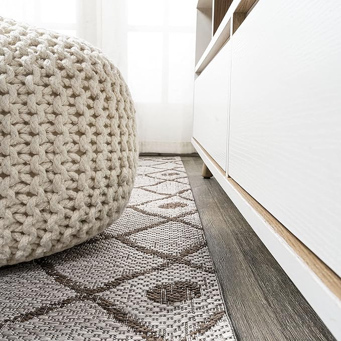 JONATHAN Y Tribal Bohemian Indoor Outdoor Runner Rug 2X10 Beige/Brown, Nokat for Backyard, Patio, Porch, Easy-Cleaning, High Traffic, Pet-Friendly, Non-Shedding (SMB131A-210)