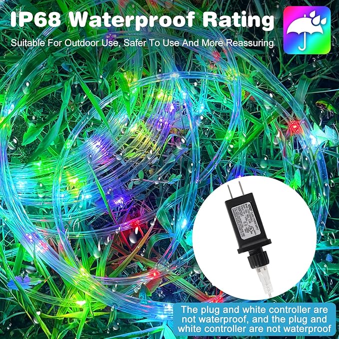 Gvwoxm 98FT 300 LED Rope Lights, 18 Colors with Timer, 5 Modes, Waterproof Plug-in Remote Control Camping String Lights for Outside, Camping, Classroom, Party, Festival Decoration Light Strings