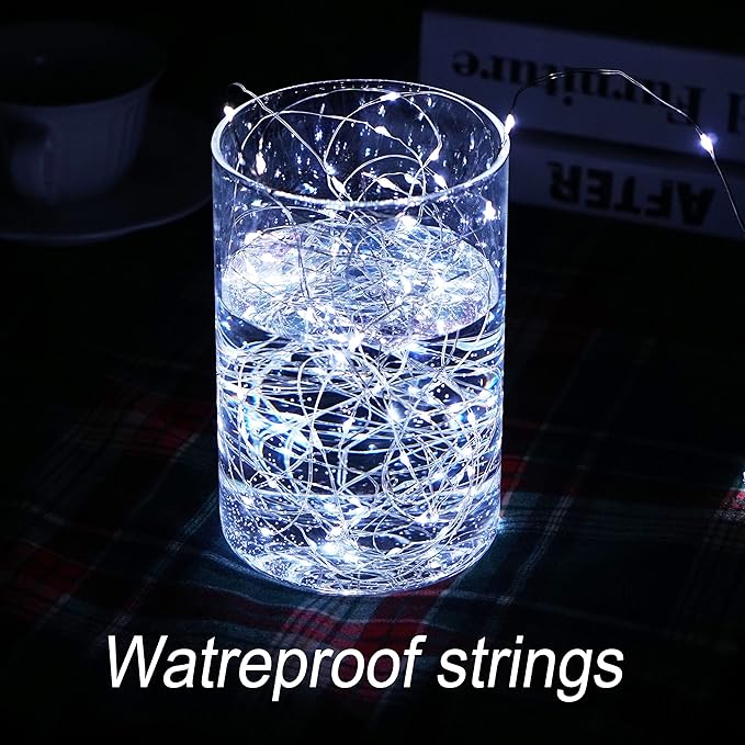 SmilingTown Battery Operated Fairy String Lights 24 Pack 20 LED 7.2ft Starry Firefly Copper Wire for Wedding Party Table Centerpiece Halloween Christmas Decorations (Cool White)