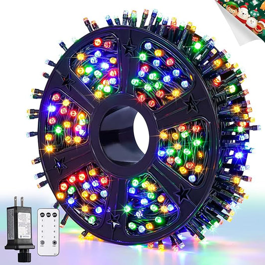 JMEXSUSS 400 LED Christmas Lights Outdoor Decorations, 132ft Multicolor Christmas Tree Lights with Remote, Indoor String Lights Plug in for House Christmas Bush Decor
