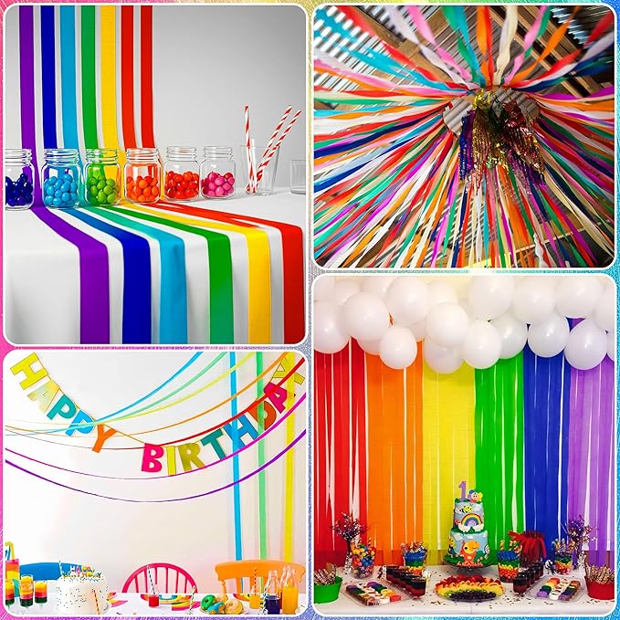 Streamers Party Decorations, 12 Rolls Crepe Paper Streamers for Rainbow Birthday Baby Shower Bachelorette Bridal Shower Wedding Graduation Decorations Party Supplies DIY Arts and Crafts