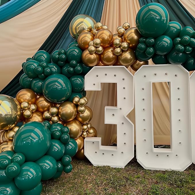 HILAVO Christmas Balloon Arch Kit Green and Gold Balloon Garland Emerald Forest Hunter Dark Green Sage Champagne Gold Metallic Party Balloon for Xmas Ugly Sweater Friendsmas Holiday Party Decoration