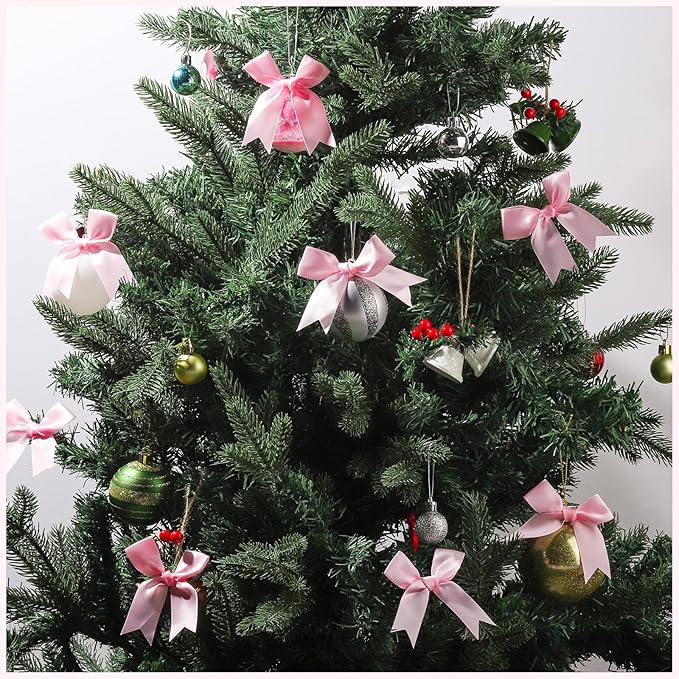 YGDZ Pink Bows, Satin Self Adhesive Pink Ribbon Bows for Crafts, Baby Pink Bow with Double-Sided Tape, Small Bows for Gift Wrapping, Wedding Decor, Party Favors