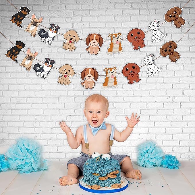 Pupy Dog Garland – Cute Dog Theme Birthday Decorations – Cartoon Pupy Garland for Birthday Parties, Pet-Themed Celebrations, School Events, Family Gatherings, and Photo Booth Backdrops