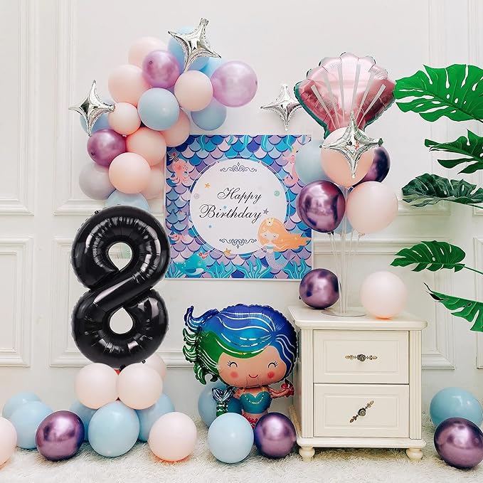40 inch Number Balloon 0-9 Black Large Number 8 Balloons,Digital Balloons for Birthday Party Celebration Decorations Supplies, Helium Foil Number Balloons for Wedding Anniversary