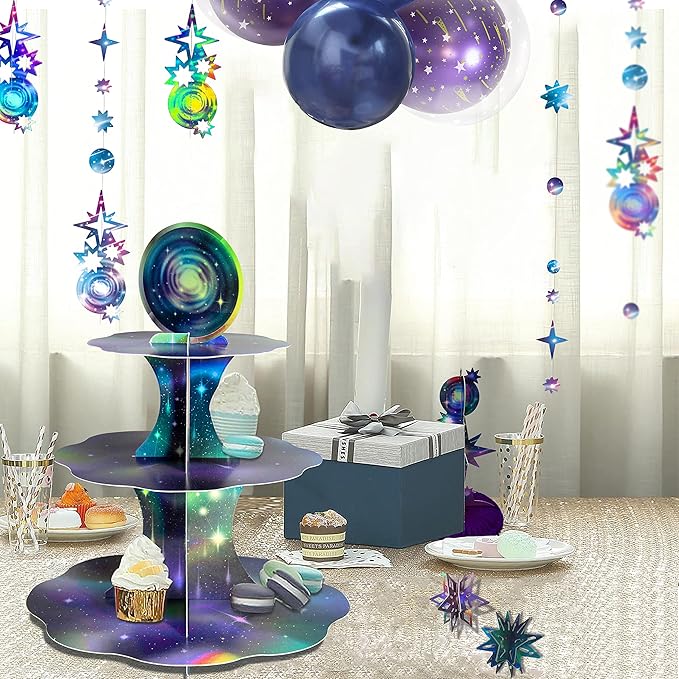 Decor365 Galaxy Party Decorations Aurora Borealis Theme Garland Celestial Hanging Star Garlands Space Banner Starry Night Backdrop Shooting Star Birhday Decor Bachelorette Bridal Party Suppies