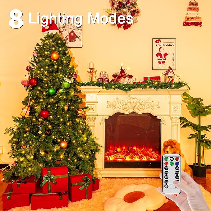 197FT 600 LED Christmas Lights Outdoor, Warm White Christmas Tree Lights Plug in, 8 Modes Twinkle String Light for Bedroom Wedding Party Ceiling Xmas Home Decorations