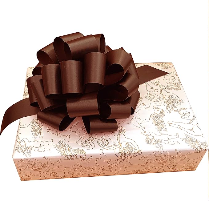 Large Chocolate Brown Pull Bows - 9" Wide, Set of 6, Fall Decor, Wreath Decoration Ribbons, Thanksgiving, Autumn, Christmas Presents, Gift Basket, Halloween, Fundraiser, Decoration, Classroom, Office