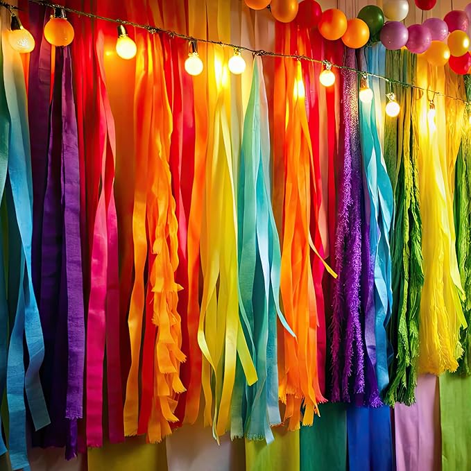 8 Rolls Crepe Paper Streamers, 8 Color Streamers 656 Ft, Rainbow Party Decorations, Streamers for Party Decorations, Birthday Decorations, Baby Shower, Wedding (1.8 in x 82 ft/Roll)