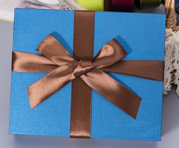 YASEO 1 Inch Brown Solid Satin Ribbon, 50 Yards Craft Fabric Ribbon for Gift Wrapping Floral Bouquets Wedding Party Decoration
