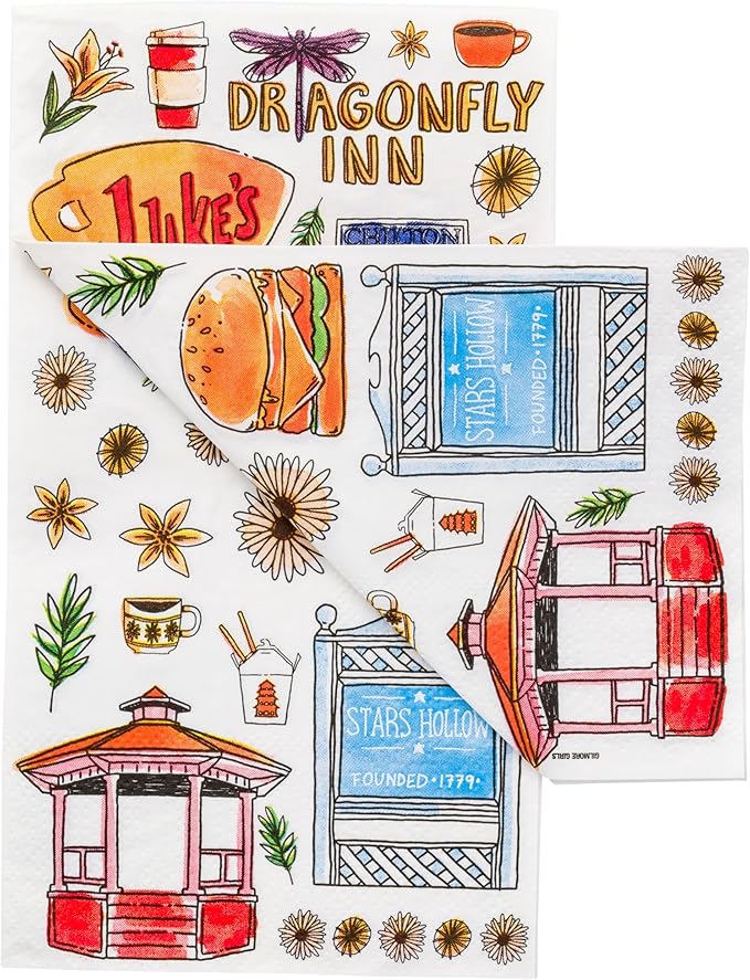 Silver Buffalo Gilmore Girls Featuring Dragonfly Inn, Chilton, Stars Hollow, and Luke’s Diner 32 Pack Party Paper Napkins