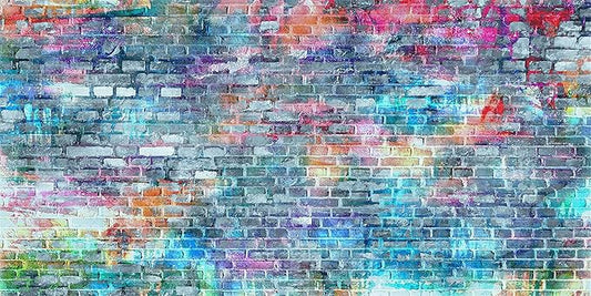 Kate 20x10ft Rainbow Brick Wall Backdrops for Photoshoot Colorful Painting Graffiti Background Wedding Birthday Party Decoration Props Backdrop