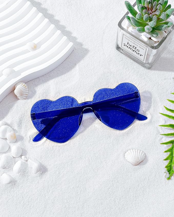 20 Pairs Heart Shaped Sunglasses Bulk, Colorful Rimless Fun Heart Sunglasses for Women Party Favors