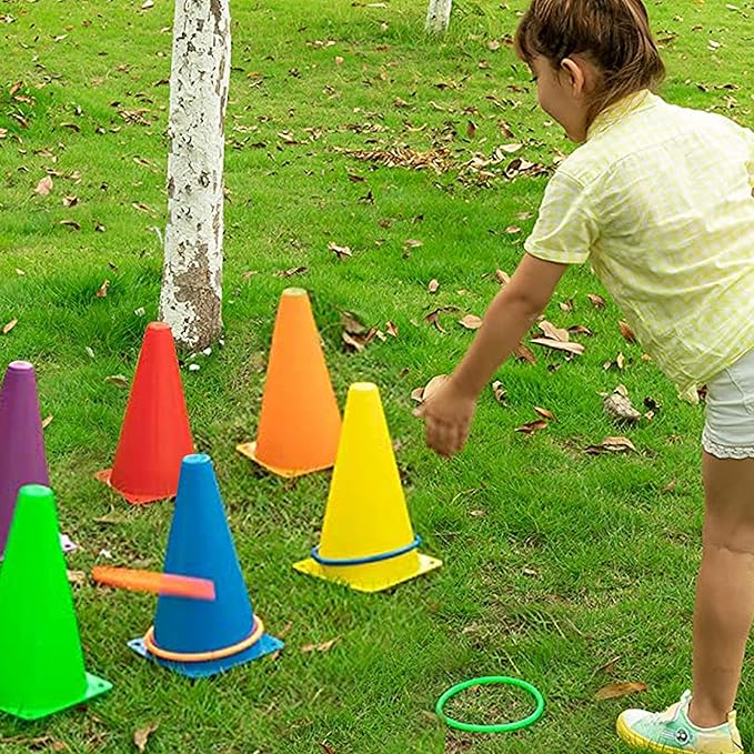 JOYIN 31PCS 3 in 1 Carnival Games, Easter Ring Toss Yard Set, Bean Bags, Cones - Outdoor Toys for Toddlers & Kids, Children's Indoor Play, Family Fun, Kids Party Cornhole Set, Lawn Games