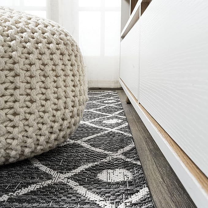 JONATHAN Y Tribal Bohemian Indoor Outdoor Runner Rug 2X8 Black/Ivory, Nokat for Backyard, Patio, Porch, Easy-Cleaning, High Traffic, Pet-Friendly, Non-Shedding (SMB131E-28)