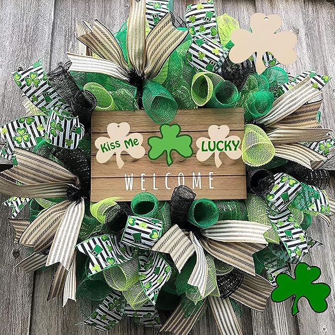3 Rolls Green Deco Mesh Ribbon for Wreath Making Supplies, 10 Inch x 30FT Metallic Foil Burlap Deco Mesh Fabric for DIY Crafts Saint Patricks Day Spring Door Wreath Swags and Decorating