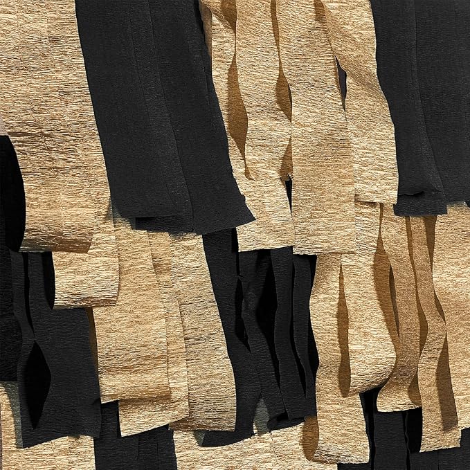 PartyWoo Crepe Paper Streamers 6 Rolls 492ft, Pack of Crepe Paper in Black and Gold Color, Black and Gold Streamers, Crepe Paper for Birthday Decorations, Party Decorations (1.8 in x 82 Ft/Roll)