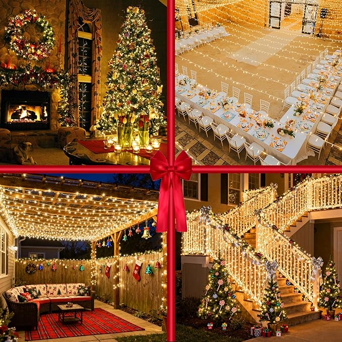 300 LED Christmas Tree Lights, Connectable Christmas Lights Indoor with Timer Memory & Dimmable & 12 Modes, 75FT Mother's Day Decoration Fairy String Lights for Outside Bedroom Patio, Warm White