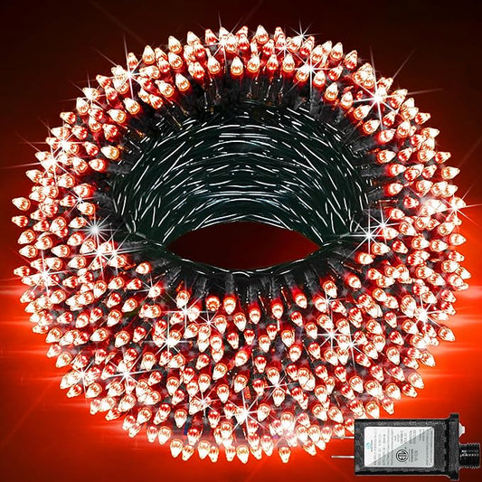 750 LED 230FT Christmas String Lights Outdoor with 12 Lighting Modes, Green Wire Christmas Lights with Timer & Dimmable, Waterproof Plug in Fairy Lights for Room Party Home Patio Wedding Xmas, Red