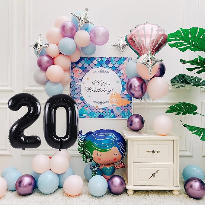 40 inch Number Balloon 0-9 Black Large Number 20 Balloons,Digital Balloons for Birthday Party Celebration Decorations Supplies, Helium Foil Number Balloons for Wedding Anniversary