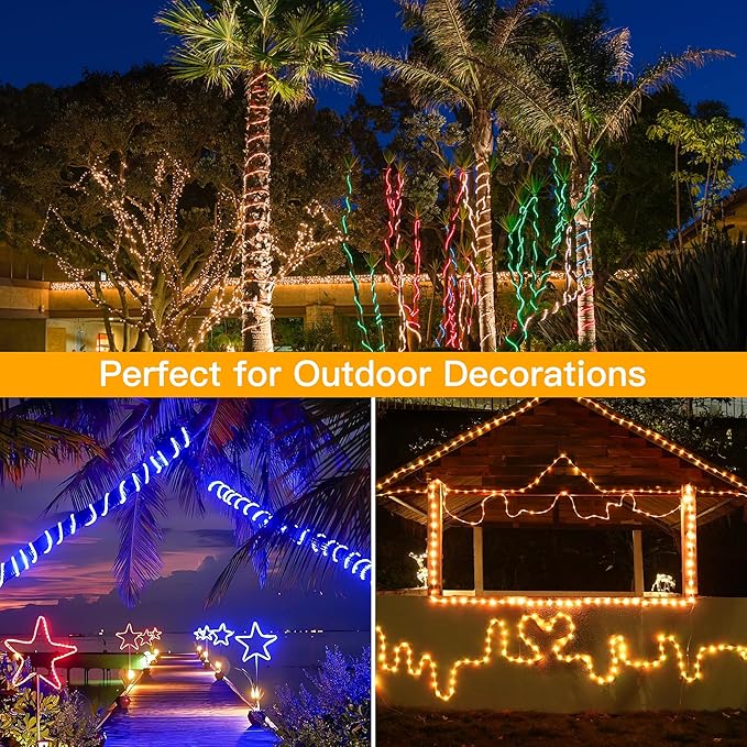 Ollny Rope Lights Outdoor Color Changing, 99FT 300 LED Waterproof Plug in Outdoor String Lights with Remote, 18 Colors Twinkle Rope Lights for Outside Indoor Party Christmas Holiday Decorations
