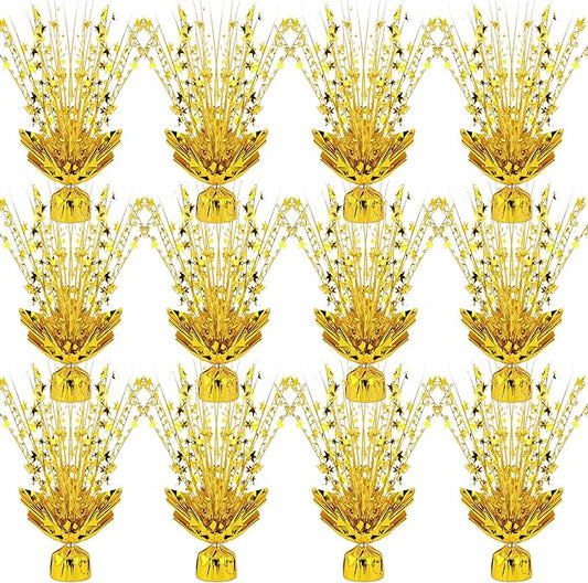 12 Pack Metallic Foil Spray Centerpiece Star Table Decoration Burst Table Centerpieces for Birthday Weddings Anniversaries Christmas New Year Holiday Party Supplies Decor (Gold)