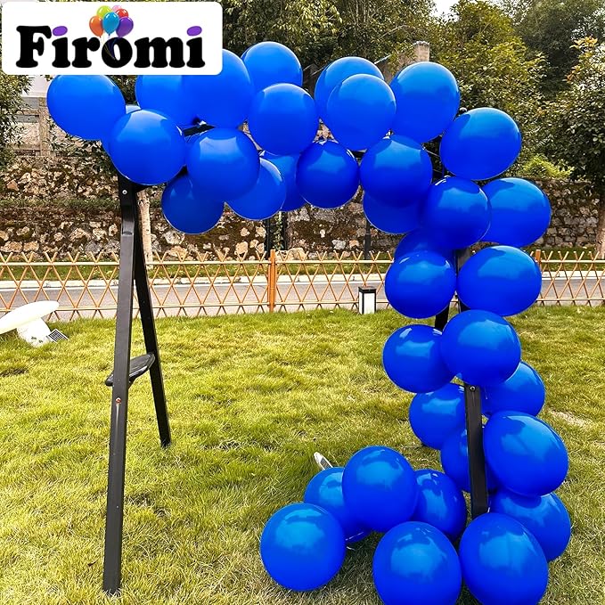 Firomi Royal Blue Balloons 12-inch 100 Pack Big Helium Shiny Round Blue Thicken Latex Balloon for Wedding Birthday Blue Theme Party Balloons (with 3 Ribbons)