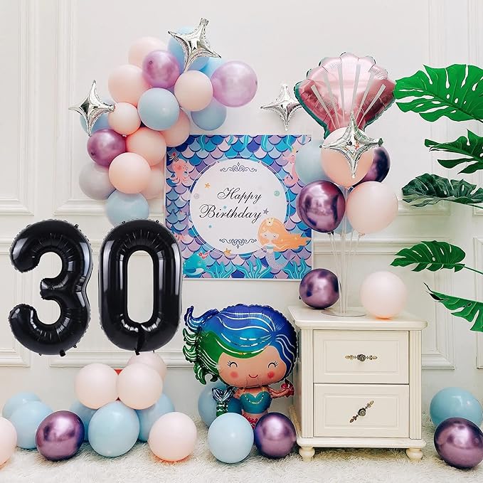 40 inch Number Balloon 0-9 Black Large Number 30 Balloons,Digital Balloons for Birthday Party Celebration Decorations Supplies, Helium Foil Number Balloons for Wedding Anniversary