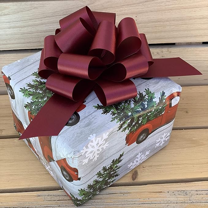 Burgundy Christmas Gift Pull Bows - 5" Wide, Set of 10, Xmas, Birthday, Presents, Wreath, Swag, Garland, Gift Basket, Fundraiser, Decoration, Fall, Valentine's Day