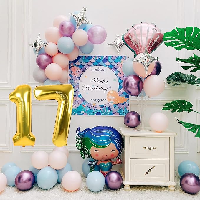 40 inch Number Balloon 0-9 Gold Large Number 17 Balloons,Digital Balloons for Birthday Party Celebration Decorations Supplies, Helium Foil Number Balloons for Wedding Anniversary