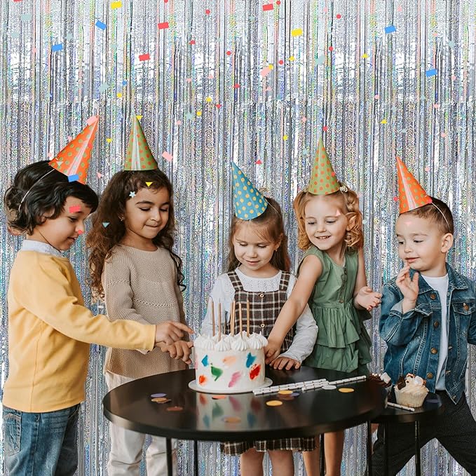 10 Pack Silver Tinsel Foil Fringe Curtains Party Decorations Streamers for Christmas Birthday Bachelorette Party Wedding Baby Shower Decor